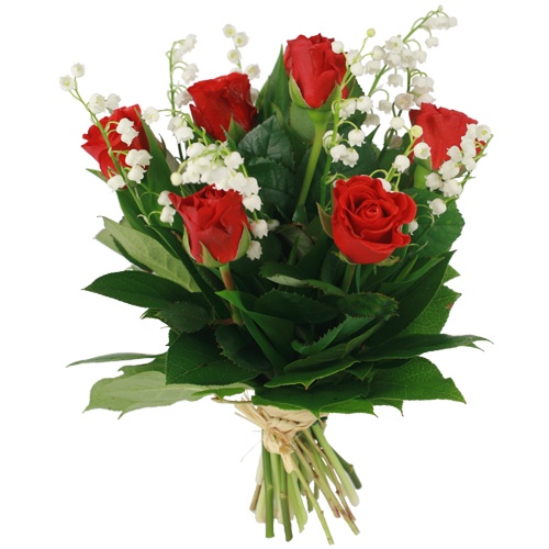 Bouquet muguet et roses rouges qualité extra