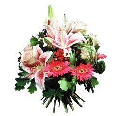 livraison bouquet fleurs de saison rose et blanc pour naissance Rosaria