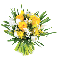 livraison fleurs jaunes et blanches avec tulipes 