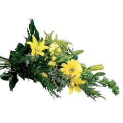 Hommage: livraison gerbe fleurs deuil jaune