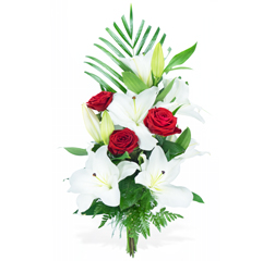 Livraison de bouquets pas chères - image miniature bouquet roses rouges et lys blancs