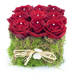 petite image du carré d'amour, un carré de neuf roses rouges St Valentin
