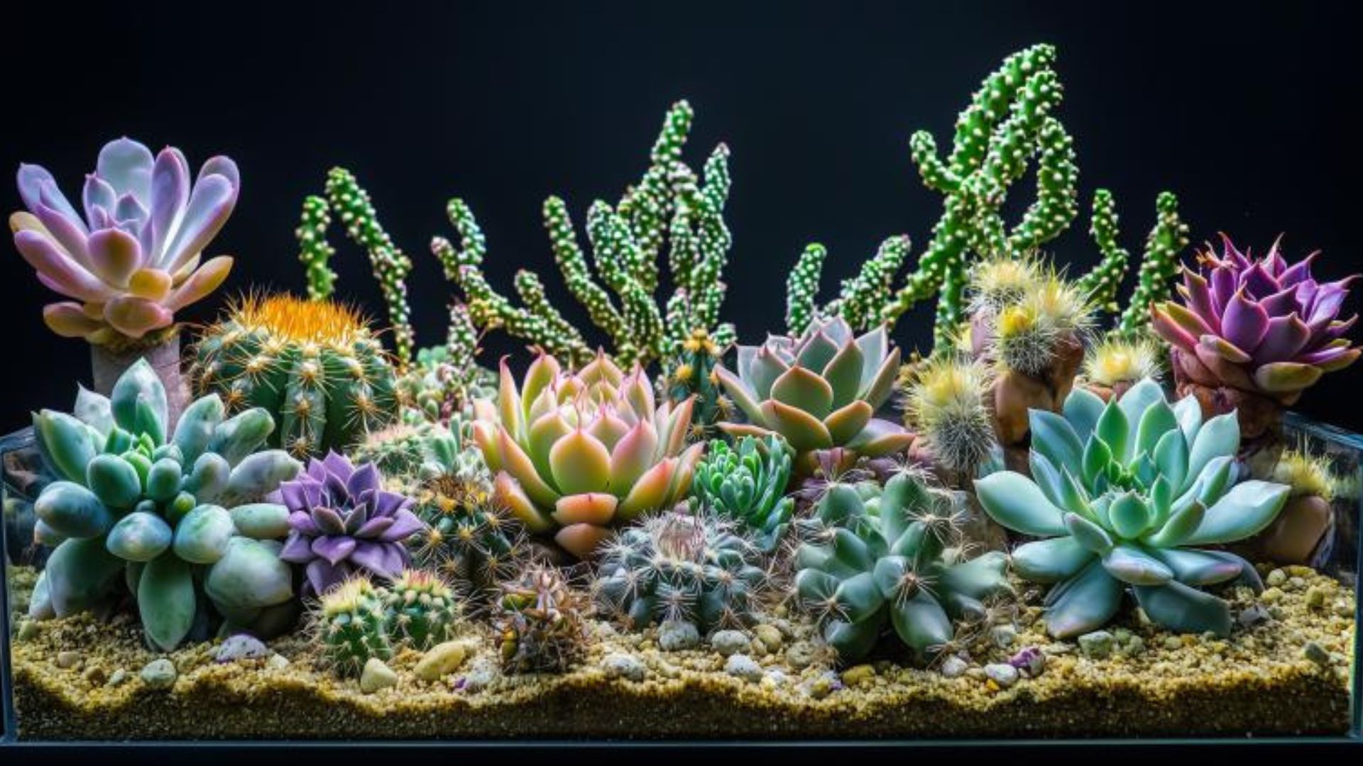 cactus originaux dans un terrarium en verre