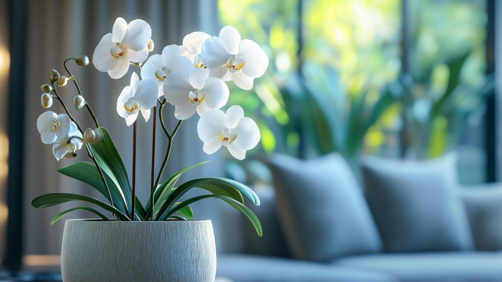 orchidée élégante dans un pot en céramique