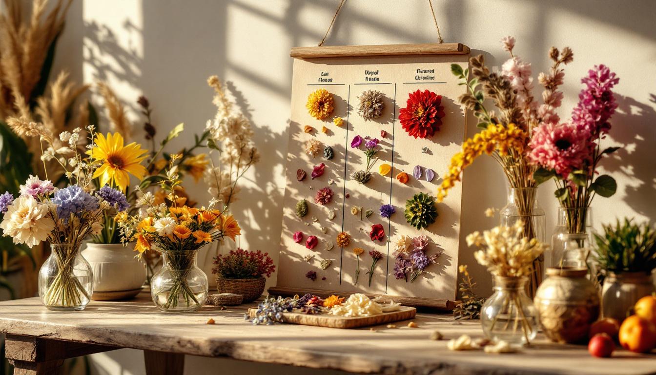 tableau comparatif des temps de séchage des fleurs