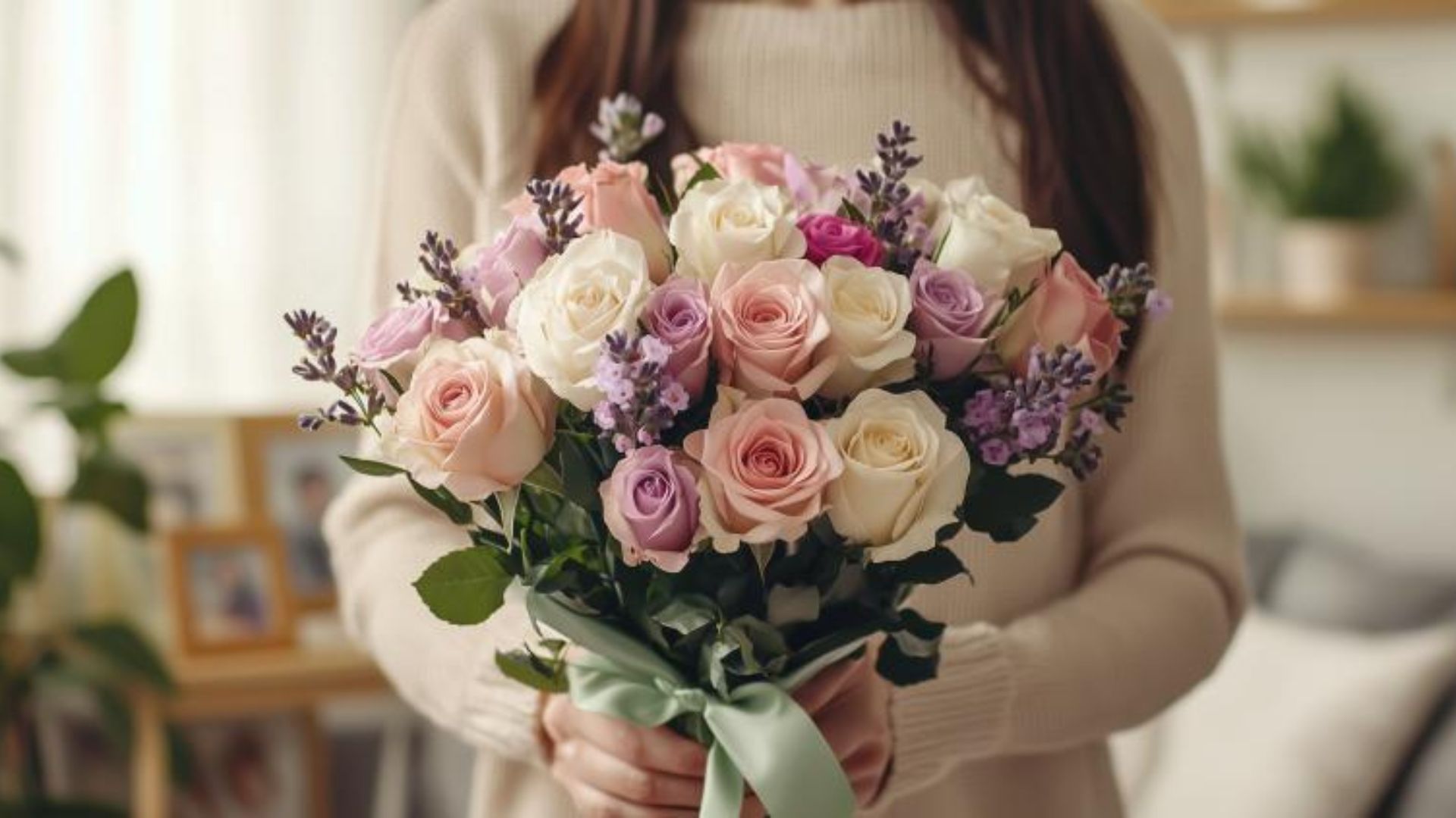 Bouquet de roses multicolores pour la fête des mères