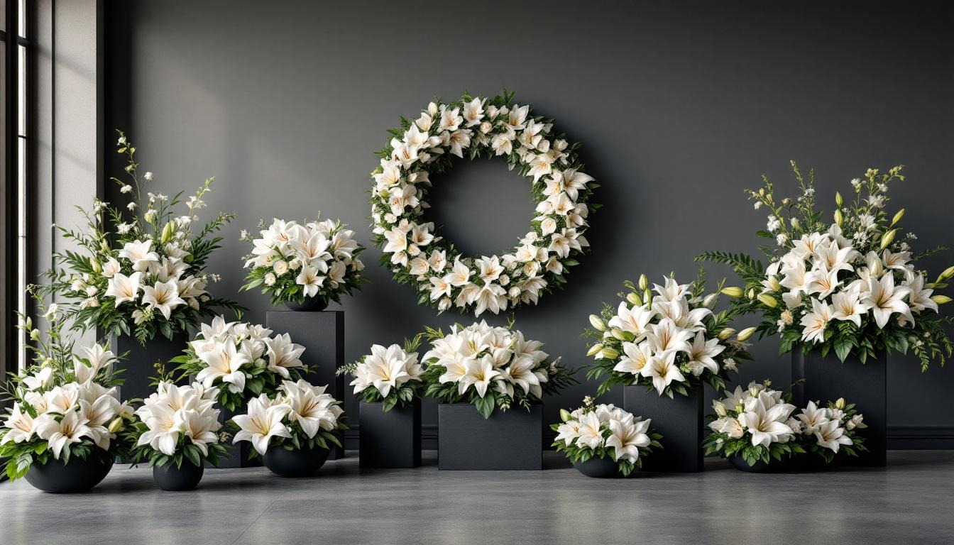 Compositions florales funéraires variées