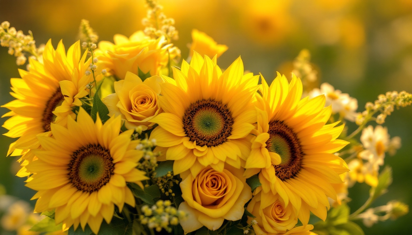 Bouquet lumineux de fleurs jaunes incarnant la joie et l’épanouissement familial
