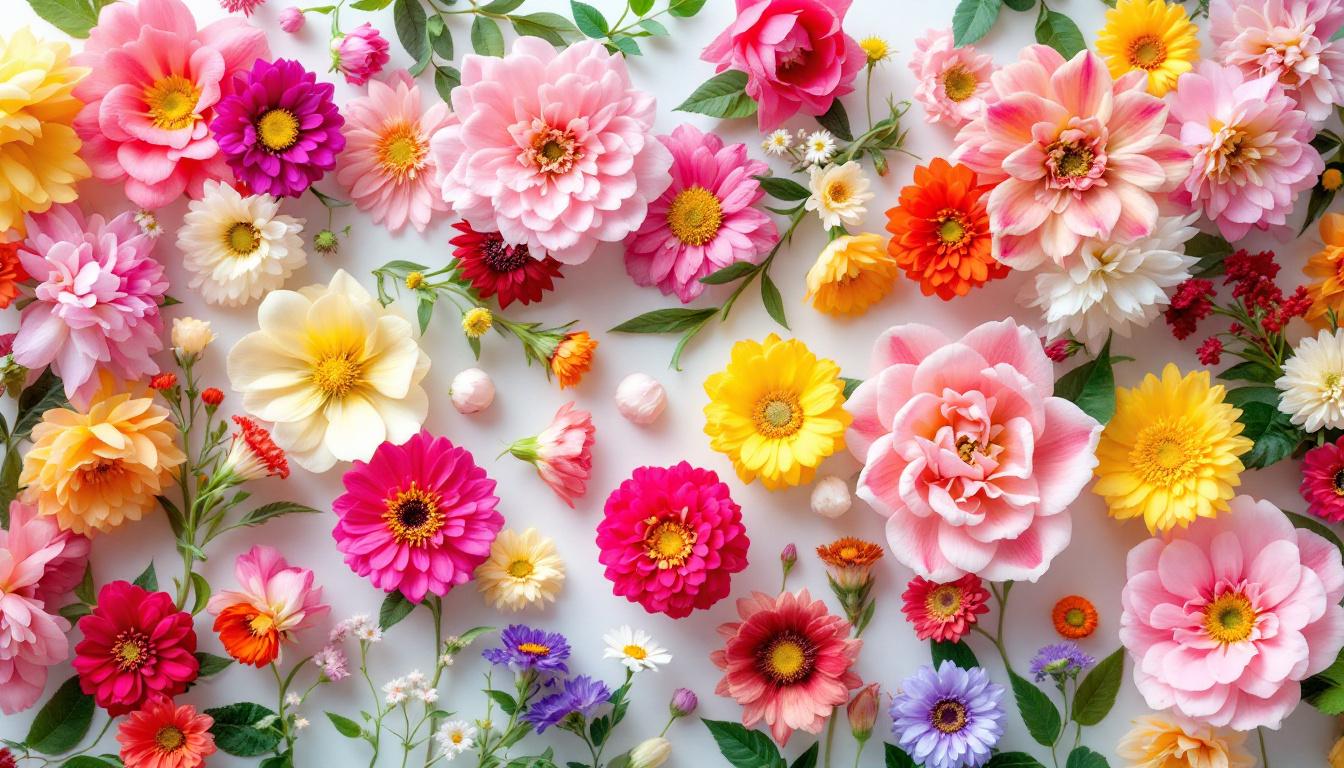 Calendrier floral coloré et naturel du premier au quatrième trimestre