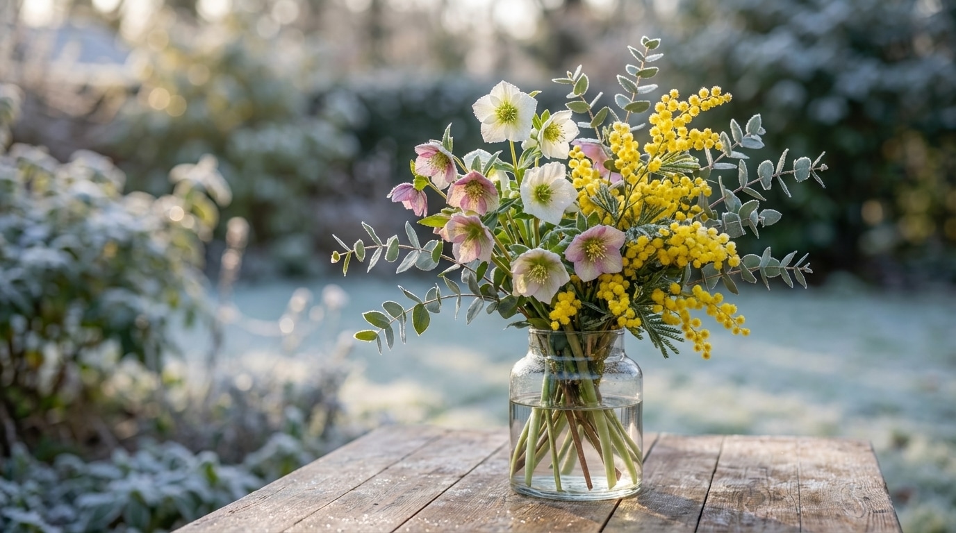 Choisir fleurs saison janvier hellébores mimosa