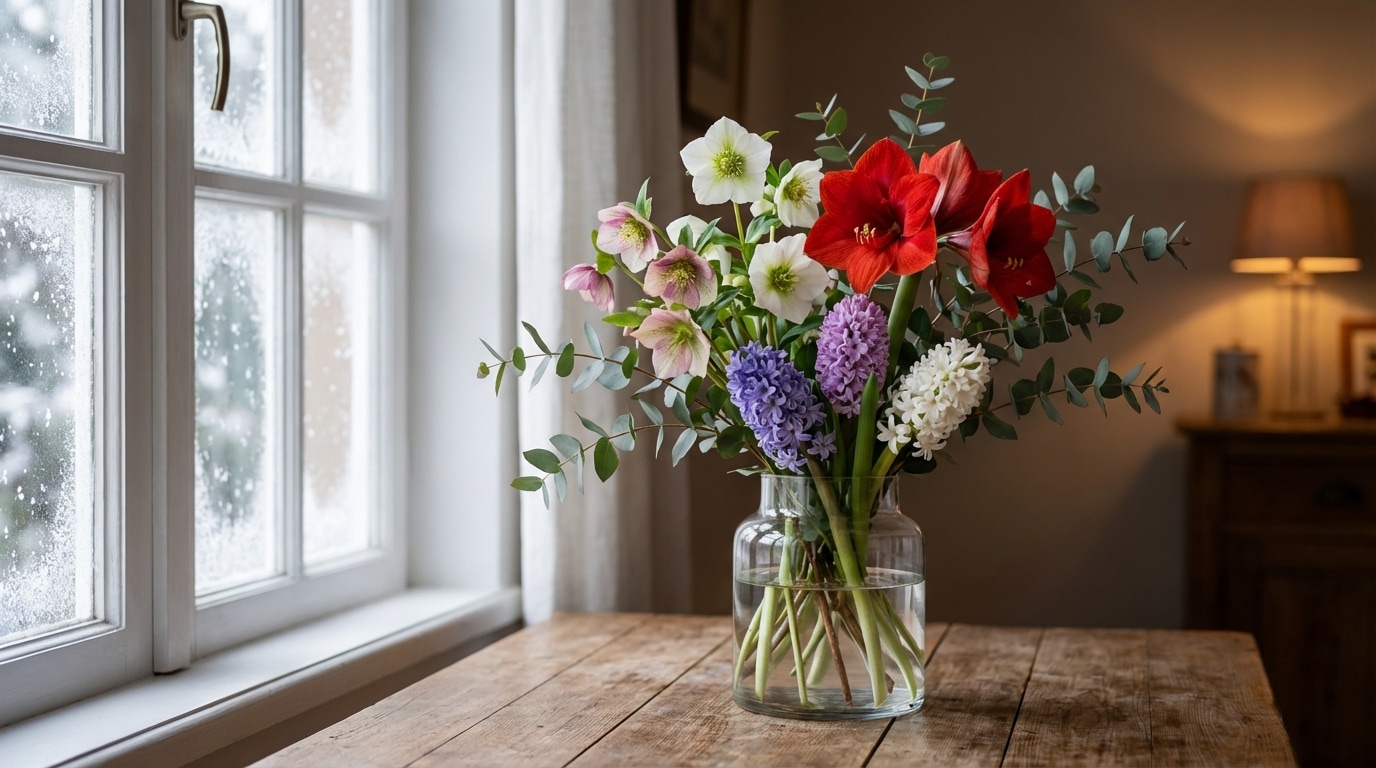 Fleurs hiver janvier bouquet artisanal entrefleuristes