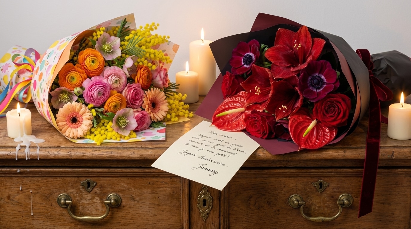Occasion fleurs janvier anniversaire déclaration amour