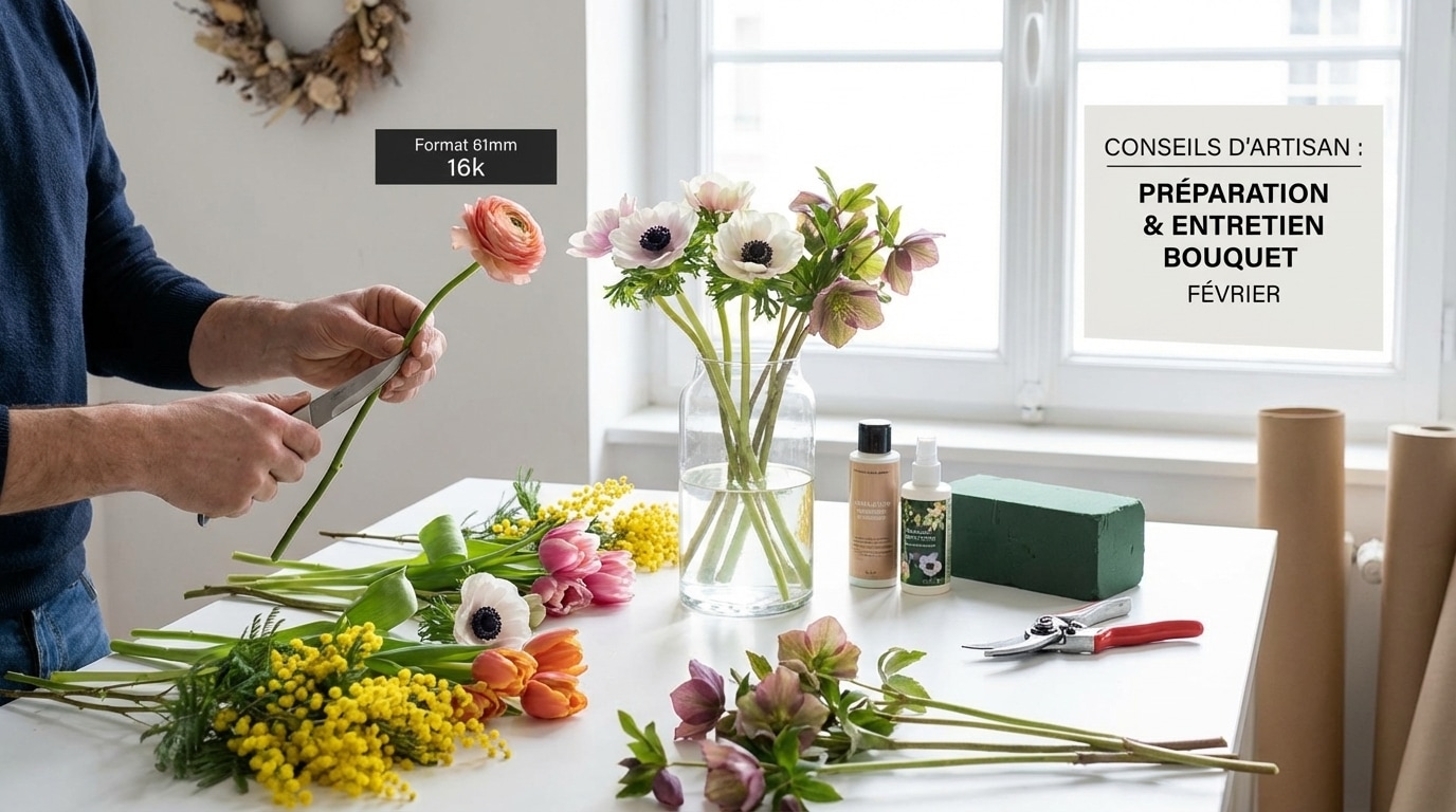 Conseils artisan composition entretien bouquet février