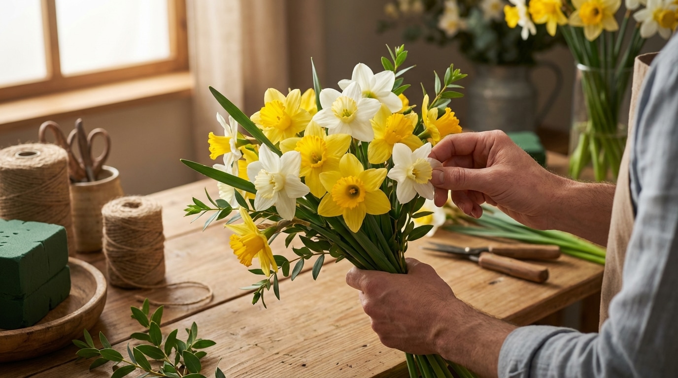 Bouquet narcisses fleuriste artisanal mars naissance
