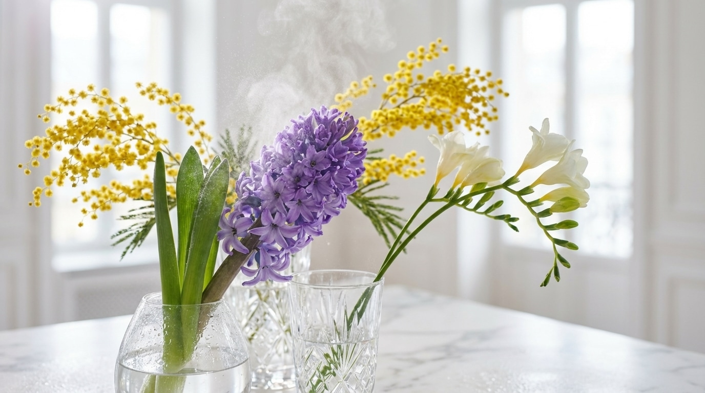 Jacinthe parfumée mimosa freesia fleurs odorantes