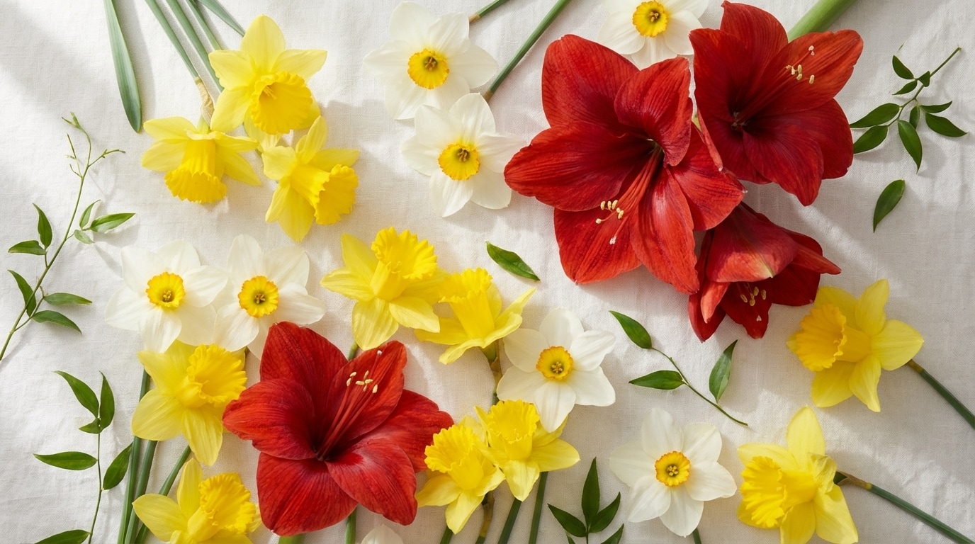 Bouquet jonquilles narcisses amaryllis fleurs Bélier
