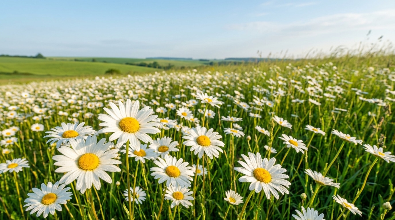 Marguerite fleur naissance avril prairie printanière