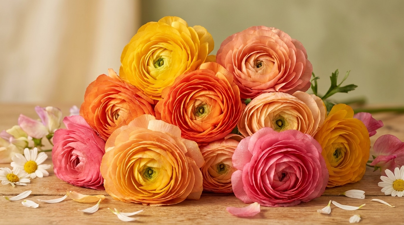 Renoncule fleur printanière bouquet avril coloré
