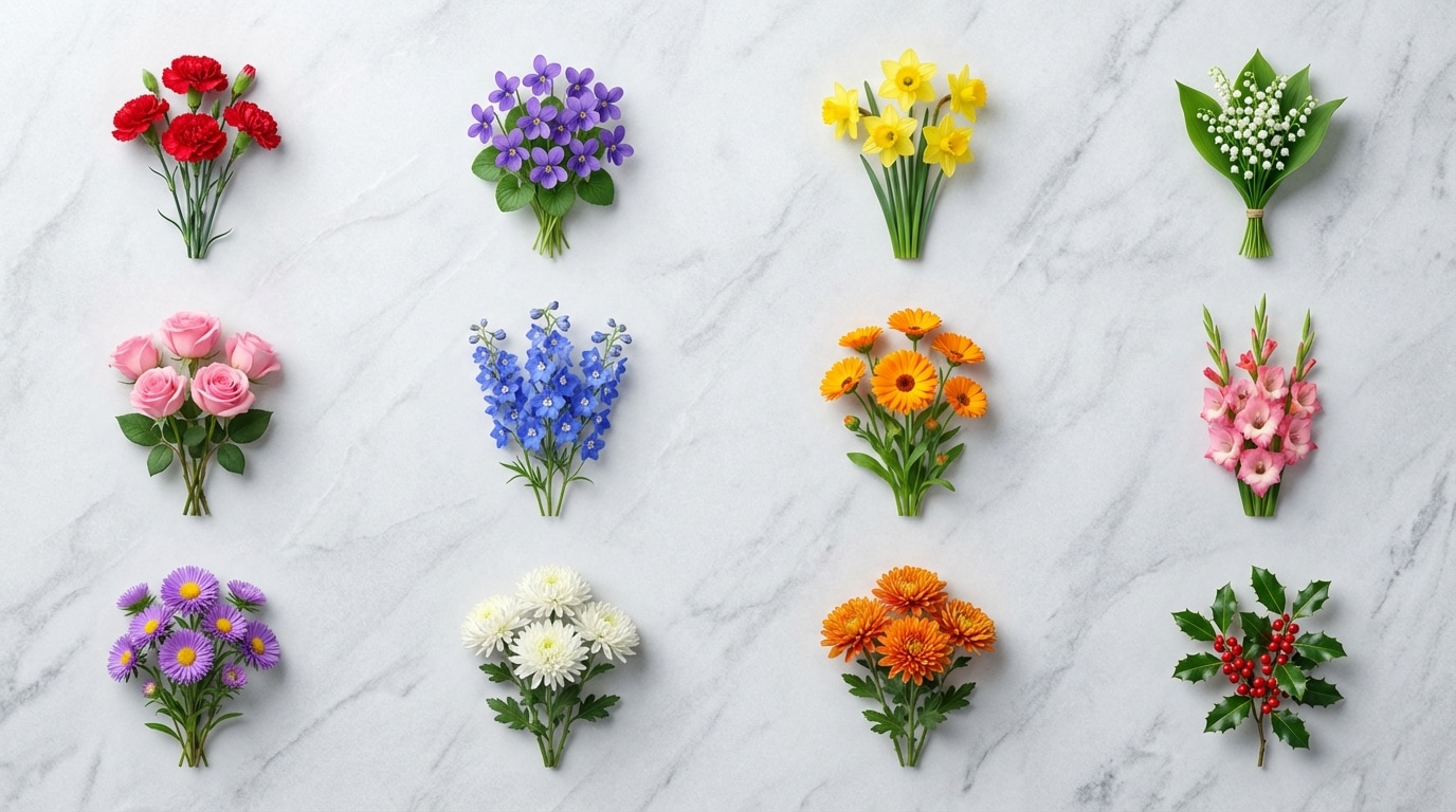 Fleurs naissance mois tableau comparatif floral saisonnier