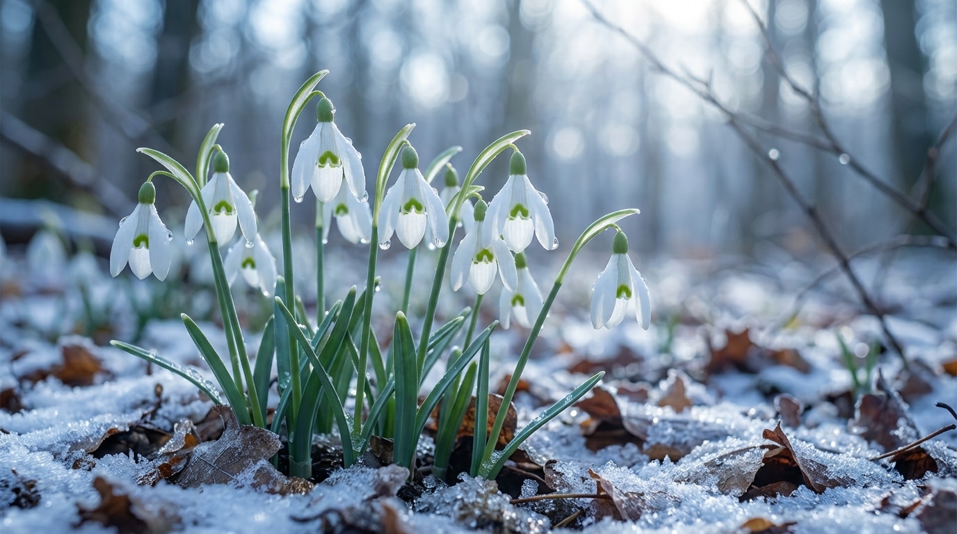 Perce-neige fleur hiver neige sol gelé