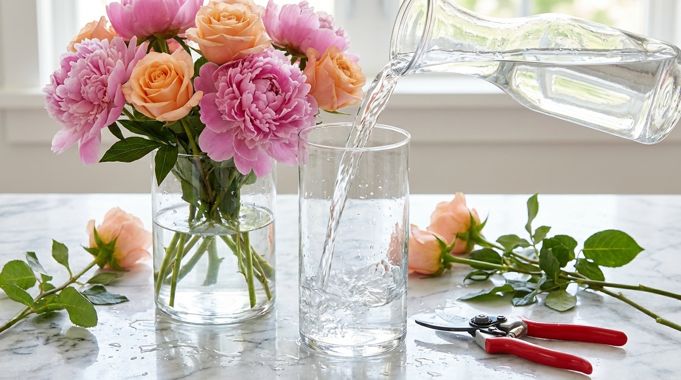 Entretien conservation bouquet fleurs mai vase eau