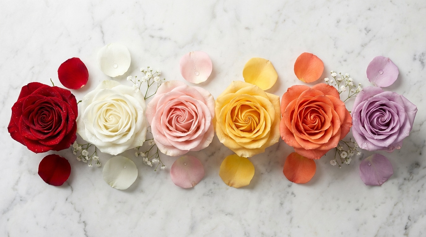 Roses multicolores symbolique couleurs signification bouquet
