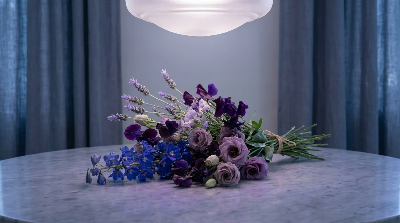 Fleurs bleues violettes lavande calme mystère spiritualité bouquet